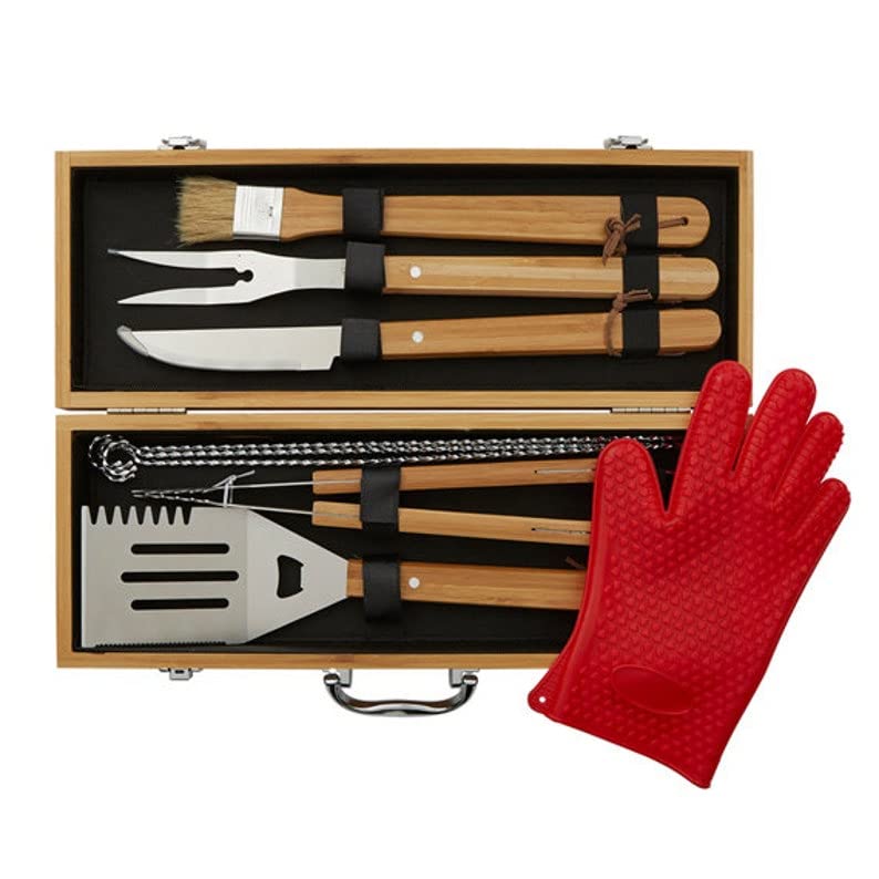 Set de parrilla personalizado con estuche grabado de madera 10 piezas miniatura 5