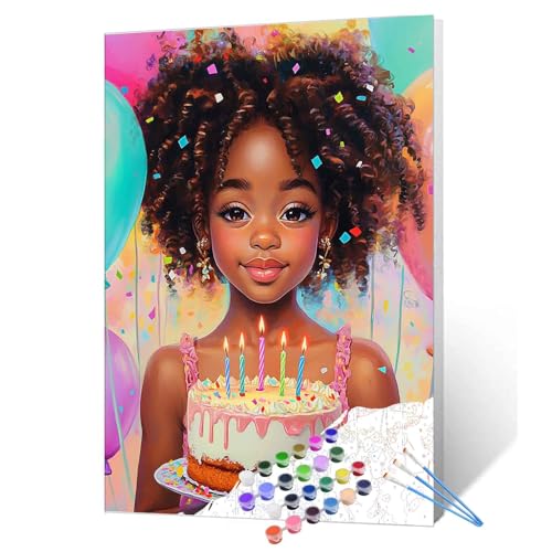 Peinture par numéro gâteau d'anniversaire Tucocoo sur toile 40x50 cm pour débutants sans cadre