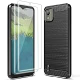 Sucnakp for Nokia C110 Phone Case with 2* Screen Protector TPU Shock Absorption Technology Raised Bezels Protective for Nokia C110（TPU Black）