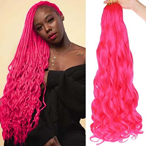 Unionbeauty Hot Pink French Curly Braiding Hair 22...