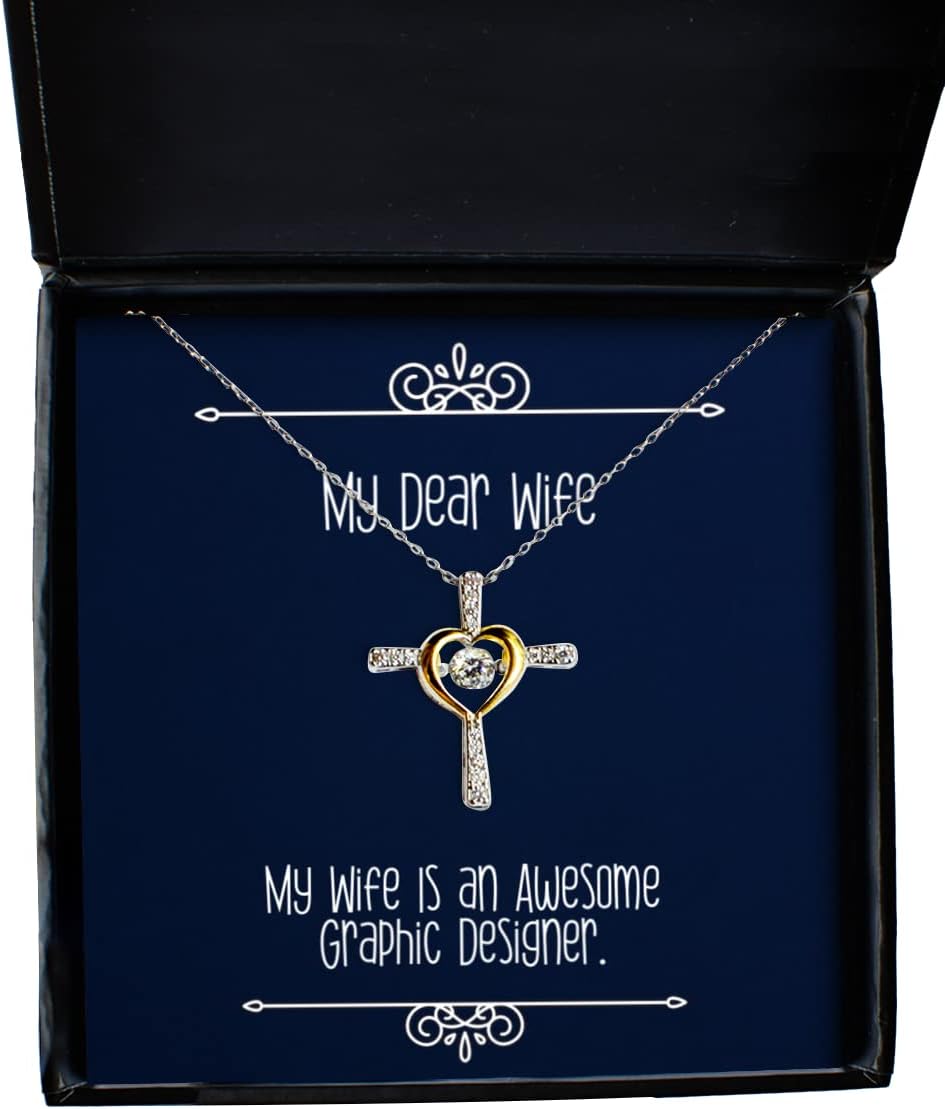My Wife is an Awesome Graphic Designer. Wife Cross Dancing Necklace, New Wife, Jewelry for