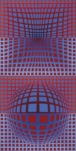 Affiche abstraite Victor Vasarely Grille illusion toile 50x100cm