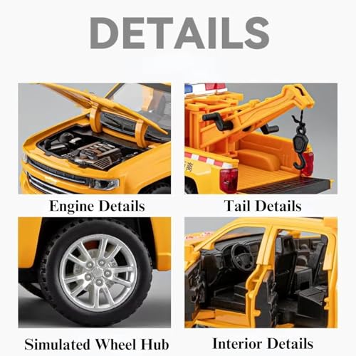 Image of Invite Enterprise Compatible for 1:28 Chevrolet Rescue Crane Toy Car Model, Diecast Collectible Pull Back Model Car with Sound and Light, Toy Gift Vehicles for Adults Kids Boys Girls【Multicolour】