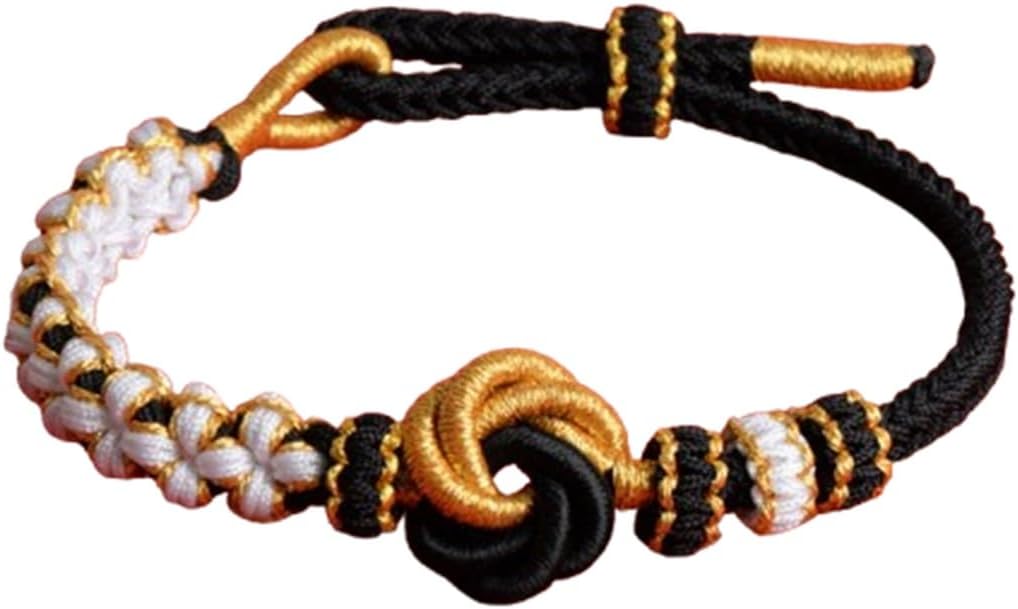 Peach Blossom Knot Bracelet Handmade Woven Tibetan Buddhist Braided Bracelets Adjustable Inspirational Strand Bracelet for Women Men