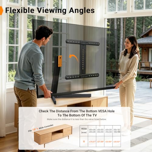 Image of Perlegear Swivel TV Stand with Power Outlet for 42-90 inch TVs up to 132 lbs