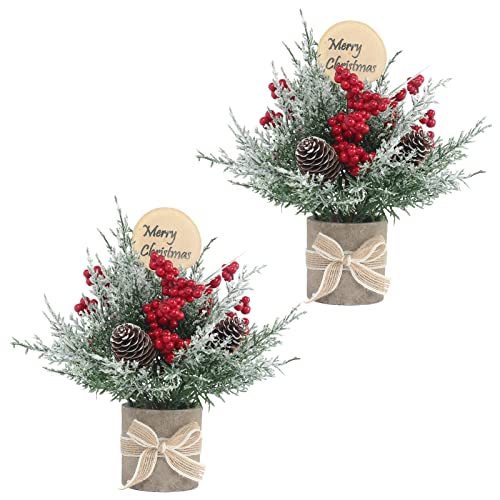 2PCS-Small-Christmas-TreeTabletop-Mini-Xmas-Tree9-Artificial-Little-Potted-for-Christmas-DecorSuitable-for-Weddings-Holidays-Christmas-and-Other-FestivalsRedGreen