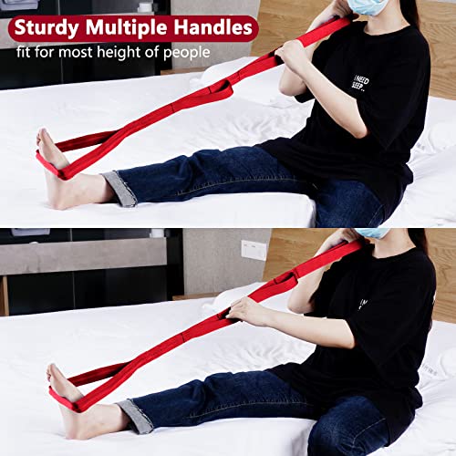 42“ Long Leg Lifter Assist,Large Rigid Foot Loop &Sturdy Multiple Handles For Limited Mobility, Knee, Or Hip Replacement Surgery (Red) #TOP4