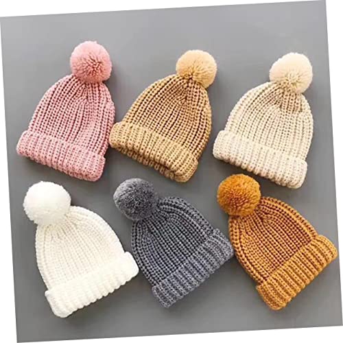 1Pc Knitted Warm Hat Thick Beanie for Boy Girl Soft Comfortable Hat Chic Candy Color Design for Autumn Photography Beige3