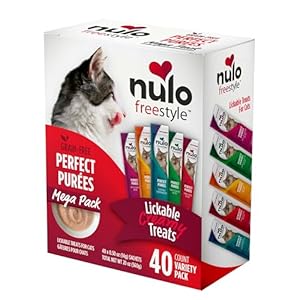 Nulo Freestyle Grain-Free Perfect Purees Premium Wet Cat Treats, Squeezable Meal Topper for Felines, High Moisture Content to Support Cat Hydration, 0.5 Ounce, Variety Pack