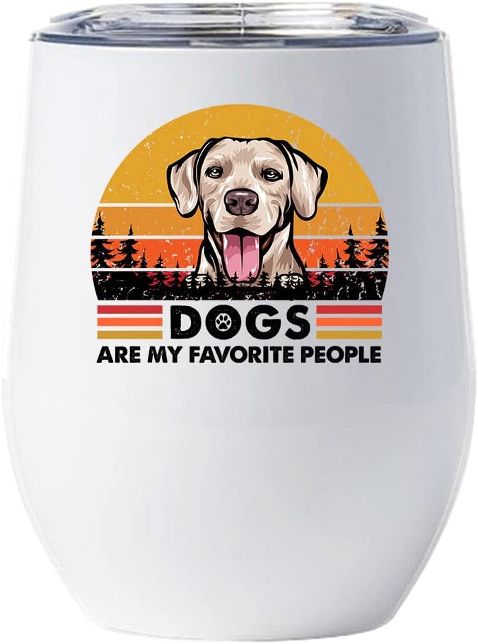 Funny Rhodesian Ridgeback Dog Tumbler 12oz - Dogs Are My Favorite People Wine Glass With Lid Gift For Dog Lover - Cute African Lion Dogs Pet Sunset Tumblers Cup Stainless Steel Christmas Gifts
