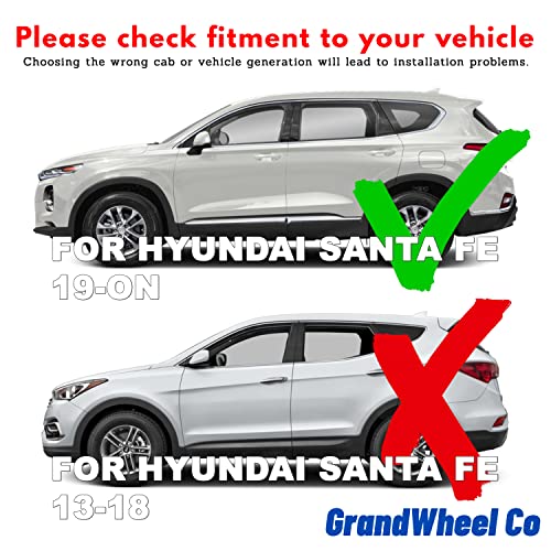 Grandwheel Co Smoke Tinted In-Channel Side Window Vent Visor Deflectors Rain Guards Compatible With Hyundai Santa Fe 2019-2022 - 4Pcs. Gw0176, Black, For Hyundai Santa Fe 19-22 #TOP1
