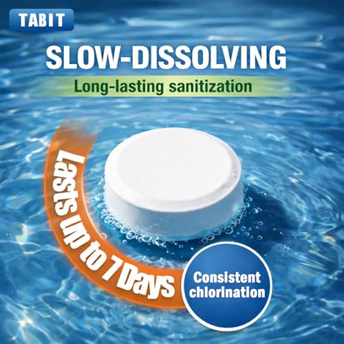 Image of TABIT 3 inch Chlorine Tabs, 3 Inch Chlorinating Tablets 5 lbs for Swimming Pool, Spa and Hot Tub, Slow Dissolving