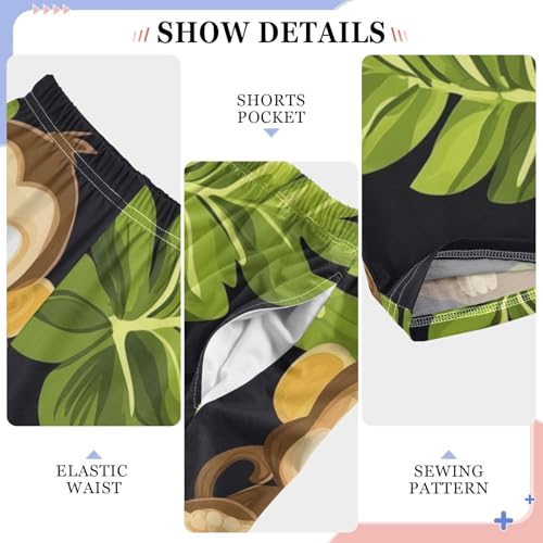 Monkey and Leaf Boys Long Pants Soft Trousers Elastic Waist Kids Lounge Bottoms with Pockets S-XL4