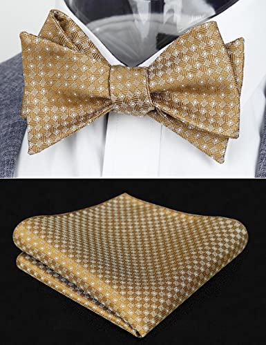 Image of Alizeal Mens 2pcs Solid Self-tied Bow Tie Set | Alizeal Mens 2pcs Self-tied Solid /Animal Bow Tie and Pocket Square Set Perfect for Wedding Business Formal Events