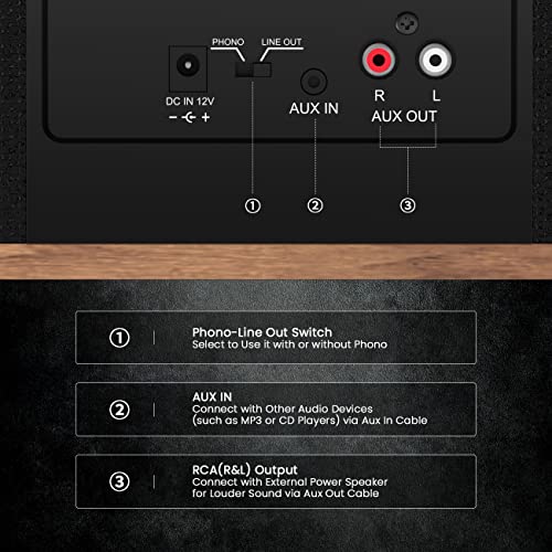 Angles Horn Platine Vinyle Tourne Disque Vinyle Bluetooth HiFi avec Haut-parleurs Préamplificateur Phono intégré 33/45 TR/Min et Micro AT-3600L - Les Beatles, Paul McCartney, John Lennon, RIngo Starr, George Harrison Angles Horn Platine Vinyle Tourne Disque Vinyle Bluetooth HiFi avec Haut-parleurs Préamplificateur Phono intégré 33/45 TR/Min et Micro AT-3600L – Image 7