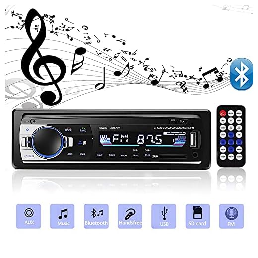 Andven Autoradio Bluetooth, 4×60W Manos Libres Radio Estéreo de Coche, Apoyo de Reproductor MP3, Llamadas Manos Libres, Función de Radio y de Archivo