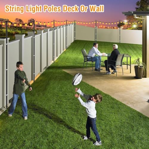 Image of AILBTON 10Ft Exterior Light Poles 10 Pack, Durable Metal String Light Posts for Outdoor Use, Equipped with Fixed Brackets for Yard, Terrace, Backyard and Garden Lighting Decor