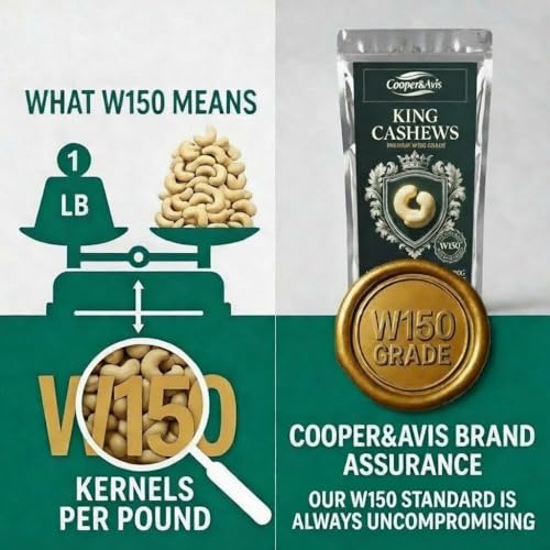 Image of Cooper&Avis W150 Super Jumbo Cashews, 250g | King Size Whole Cashew Nuts, Raw & Creamy