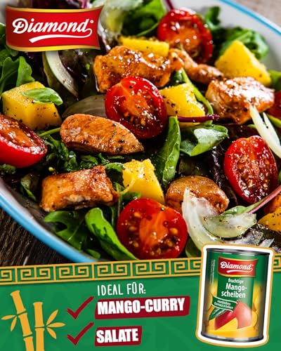DIAMOND Mangofrüchte in Scheiben, leicht gezuckerte Mangoscheiben, Obstkonserve in der Dose - 12 x 425 ml