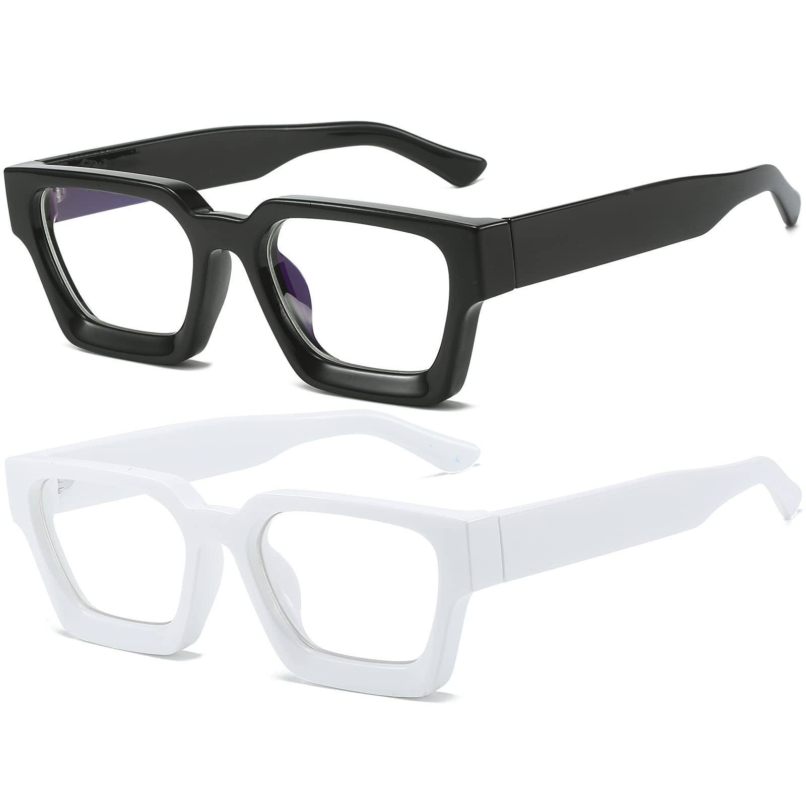 AIEYEZO Occhiali quadrati con montatura spessa per donne uomini moda occhiali da vista blu alla moda chic occhiali da vista per computer