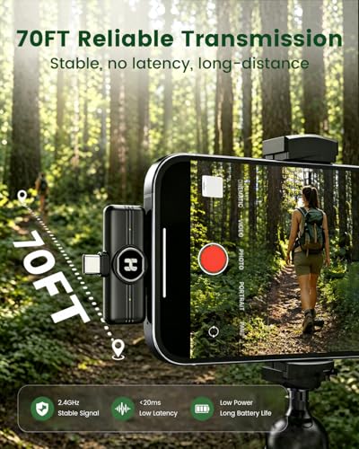 Image of Wireless Lavalier Microphone, Mini Clip-On Mic with Noise Reduction