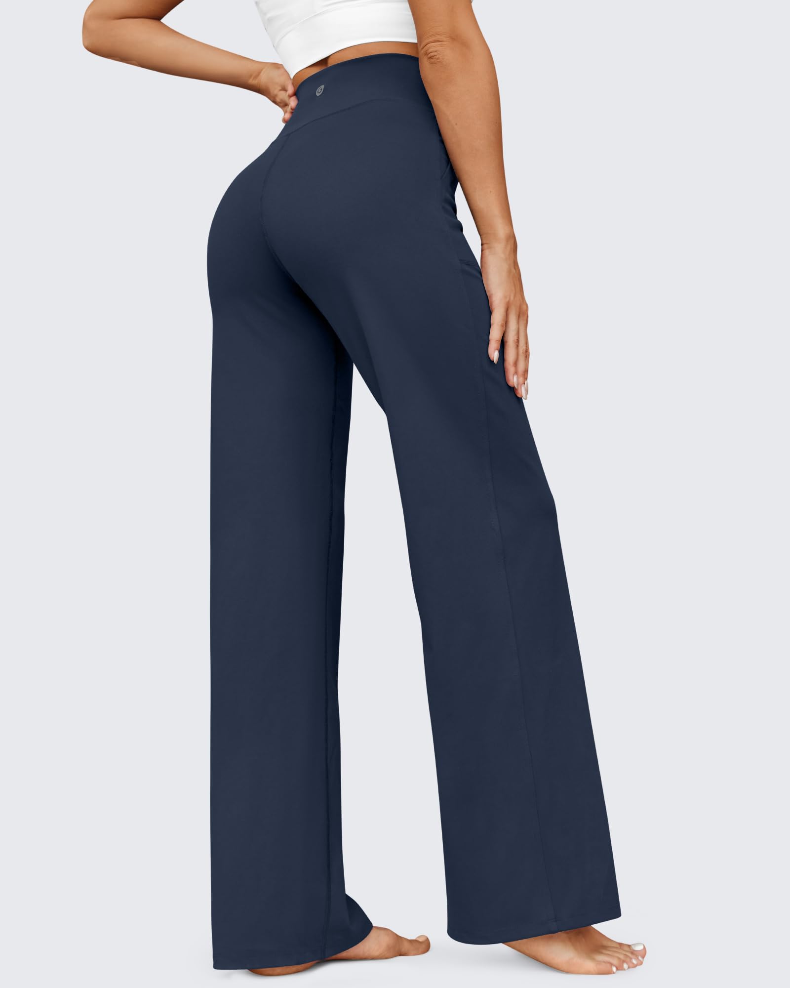 G4Free Pantalon de Yoga Femme Taille Haute Jogging Jambe Large Longue avec Poches Stretch Confortable Cordon de Serrage Sweatpants Lounge pour Sport