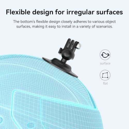 Image of Adhesive Ball Joint Mount 360 Rotation for Action Camera, Compatible with GoPro Hero 13 12 11 Insta360 DJI Osmo Action, Adjustable Bracket for Motorcycle Helmet, Auto Windshield, Surfboard Mounting