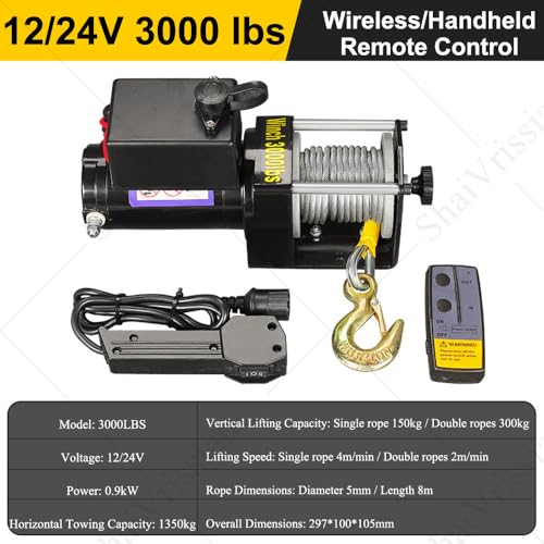 Winche eléctrico resistente para vehículos todo terreno 3000 lb miniatura 2