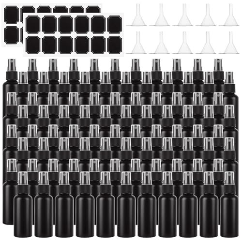 60 Pack Small Spray Bottle 2 oz Black Spray Bottle with Small Fine Mist Spray and Plastic Cap, Refillable for Essential Oils, Bath, Beauty, Hair & Cleaning