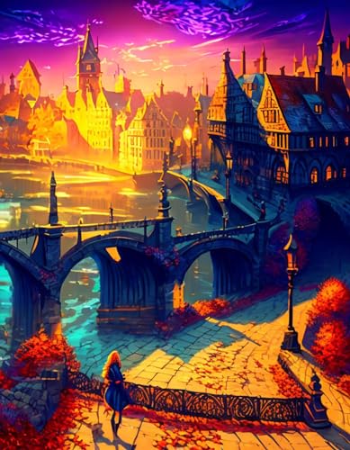 Toile peinture Gothic City poster sans cadre 58x90cm pour une decoration murale originale