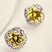 18K White Gold Plated Round-Cut CZ Sterling Silver 10mm Cushion Diamond Engagement Stud Earrings Yellow
