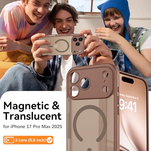 BENTOBEN for iPhone 17/18 Pro Max Case,[Upgraded Full Camera Protection] [Compatible with Magsafe] [Translucent Matte] Drop Protection Shockproof Protective Phone Cover 6.9 Inch - Desert Titanium - image 6
