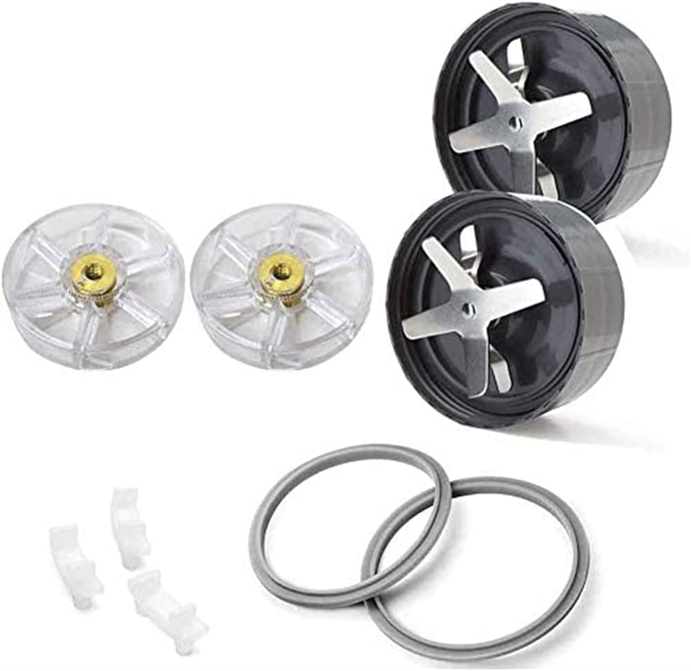 ELECDON 9-Pack Extractor Blade Accessory Parts Gasket & Shock Pad & Top Gear Replacement Work for NutriBullet 600W/900W, Blade Replacement Fits NutriBullet High-Speed Blender/Mixer System (9 Pack set)