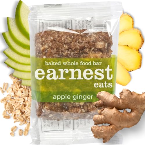 Earnest Eats Chewy Breakfast Bars with Whole Grain Oats and Almond Butter, Superfood, Vegan, Omega 3, Apple Ginger, 1.9 oz Bars, Pack of 12, 22.8 Ounce