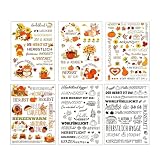 Wusejosapi 6 Stück Rub On Sticker, Herbst Transferfolie, Tiermotiv Transferaufkleber für Kerzen Glas Holz Basteln für Scrapbooking, Herbstdekoration & Halloween Partygestaltung
