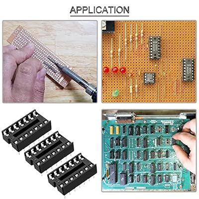 50pcs 14-Pin DIP IC Socket, Black, Easy to Install with Tin Wire Pen for Electronics Experiment DIY