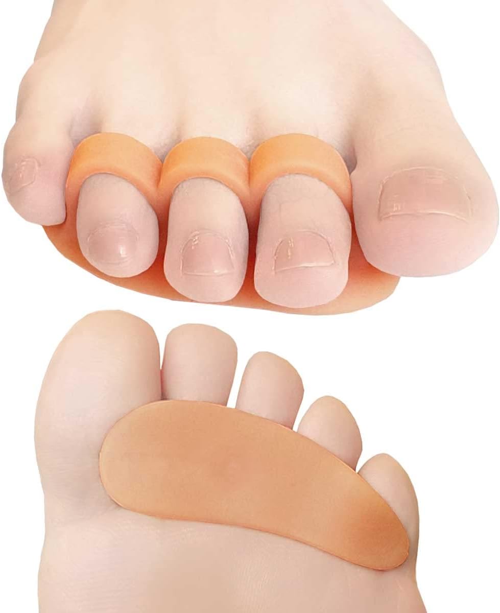 Chiroplax Hammer Toe Cushions Pads Temporary Straightener Corrector Overlapping Relief Separator Crest Splint, 4 Pack (Size Medium, Beige)