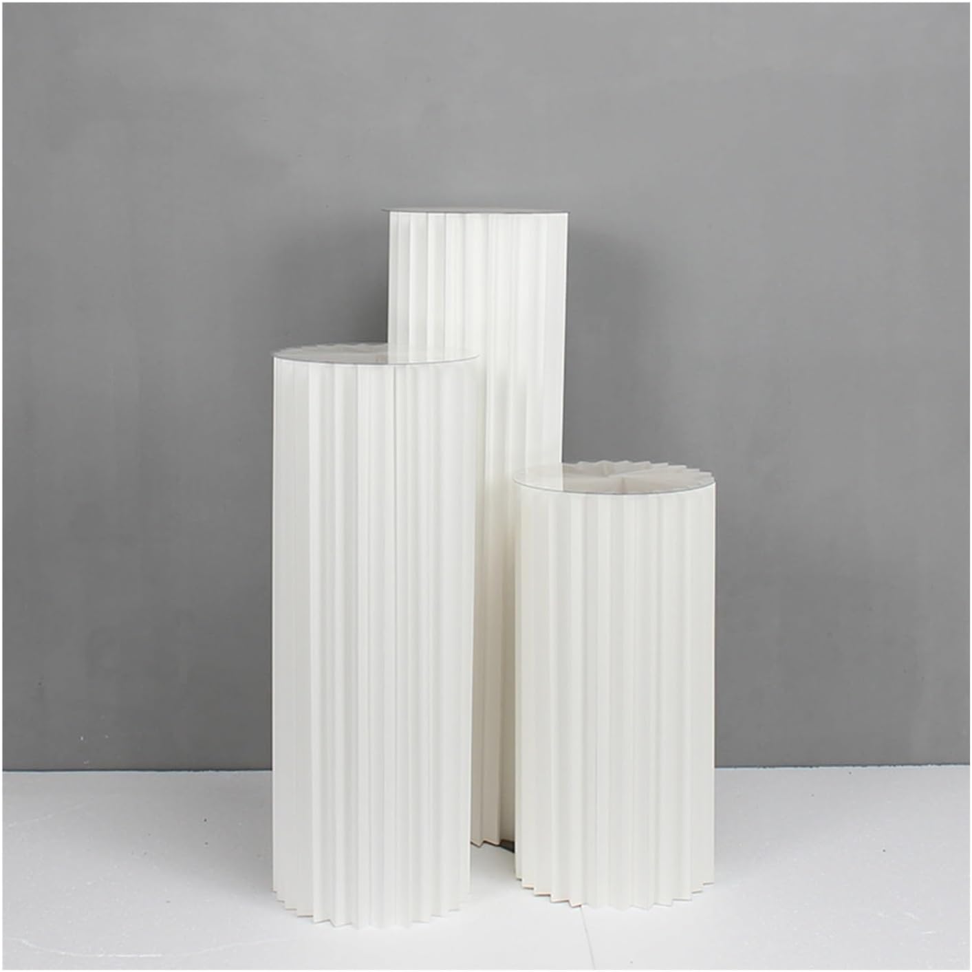 Foldable Paper Columns Display Pedestals - Elegant Wedding Centerpieces & Birthday Party Decorations, Cylinder Flower Stand, Roman Pillar 11.8in (A) - Perfect for Engagements & Events