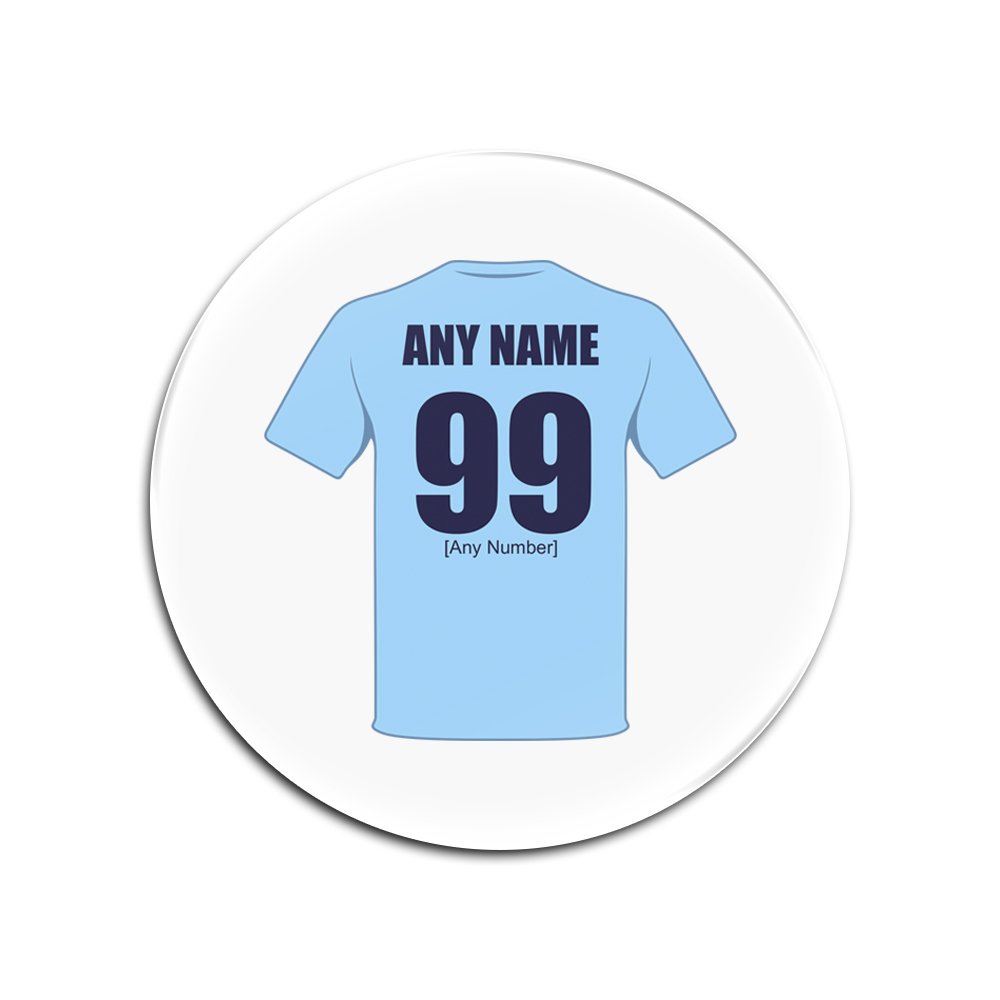 UNIGIFT Personalised Gift - Manchester Round Gloss Hardboard Coaster (Football Club Design Theme, Colour Options) - Any Name/Message on Your Unique Mat Pad - The Citizens Sky Blues City
