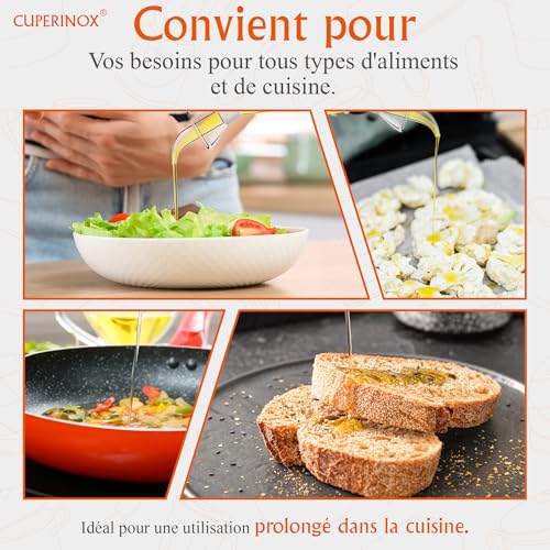 CUPERINOX Bouteille Huile, Huilier en Verre Anti-Goutte pour Huile d'olive, 125 ML Bouteille en Verre pour Huile d'olive et Vinaigre – vue 6