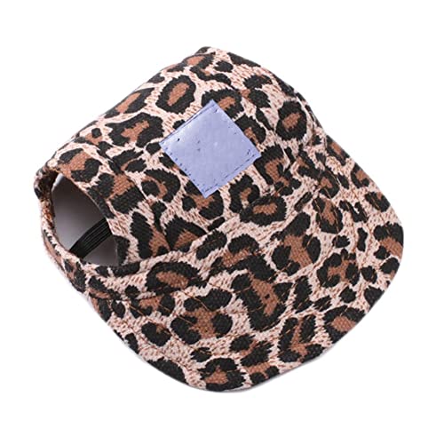 SHTGOI Dog Baseball Cap Outdoor Pet Hat Cap Sun Protection Cap Hat Baseball Cap Sun Hat Peaked Cap Dog Cap with Ear Holes and Adjustable Chin Strap Leopard Print