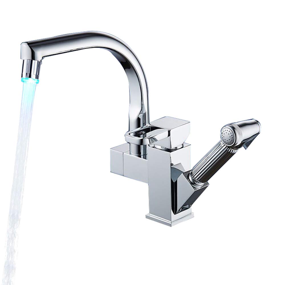 Mitigeur d'évier de cuisine noir mat avec jet double fonction et LED