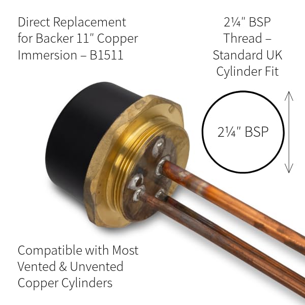 LavaTherm Shel (Backer) 11 Immersion Water Heater with Pre-Installed Thermostat 3kW Copper Element Direct Replacement for Backer Immersions 2 BSP Thread UK Made - Image 4