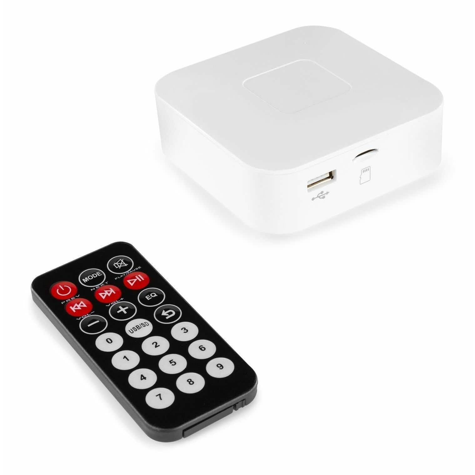 Power Dynamics - Pack de Sonido Exterior con Mini Amplificador Bluetooth BT20 con Reproductor MP3 USB/SD, 2 Altavoces BGO50 Negros Resistentes 120W, Cable de 10m, Ideal para terraza o Jardines