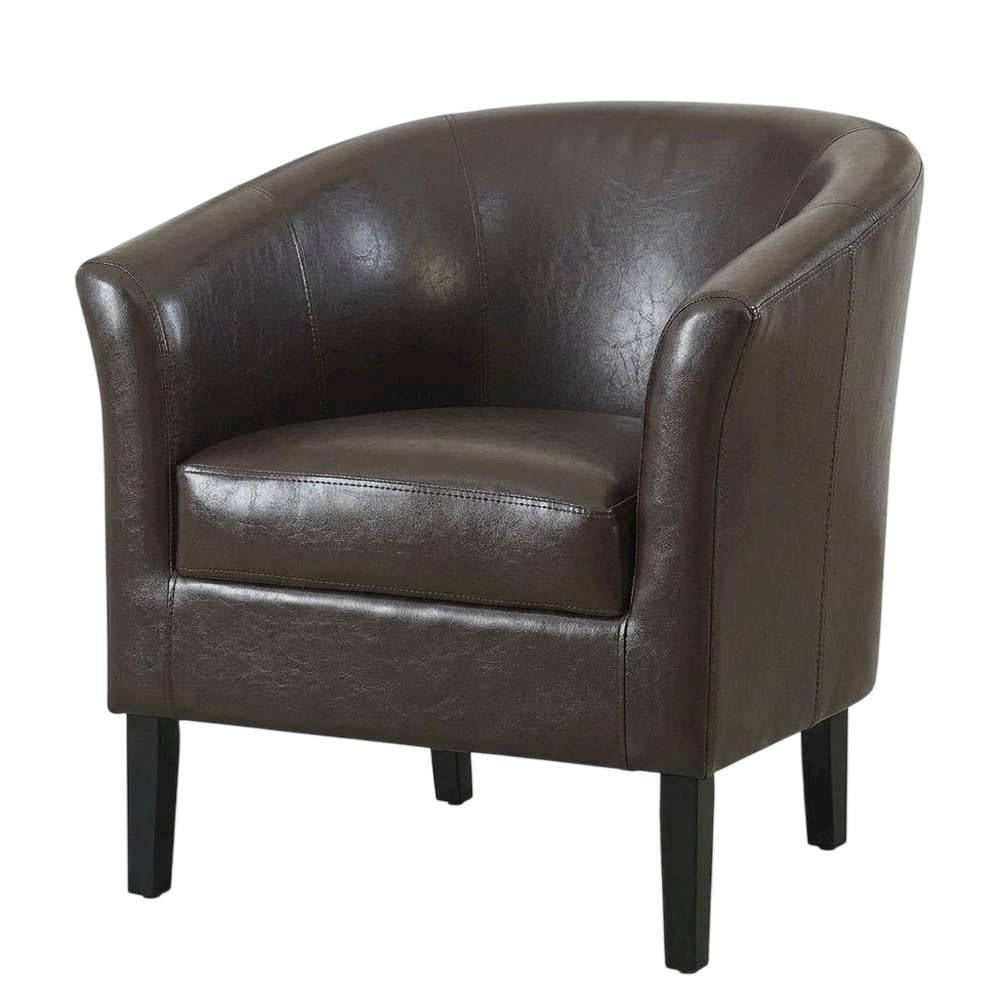 Black Armchair with Faux Leather Upholstery by Furnifact – Rubberwood, Plywood, Pu Faux Leather (66% Wood, 16% Fabric, 18% Foam), Rubberwood,PlywoodMDF, Black