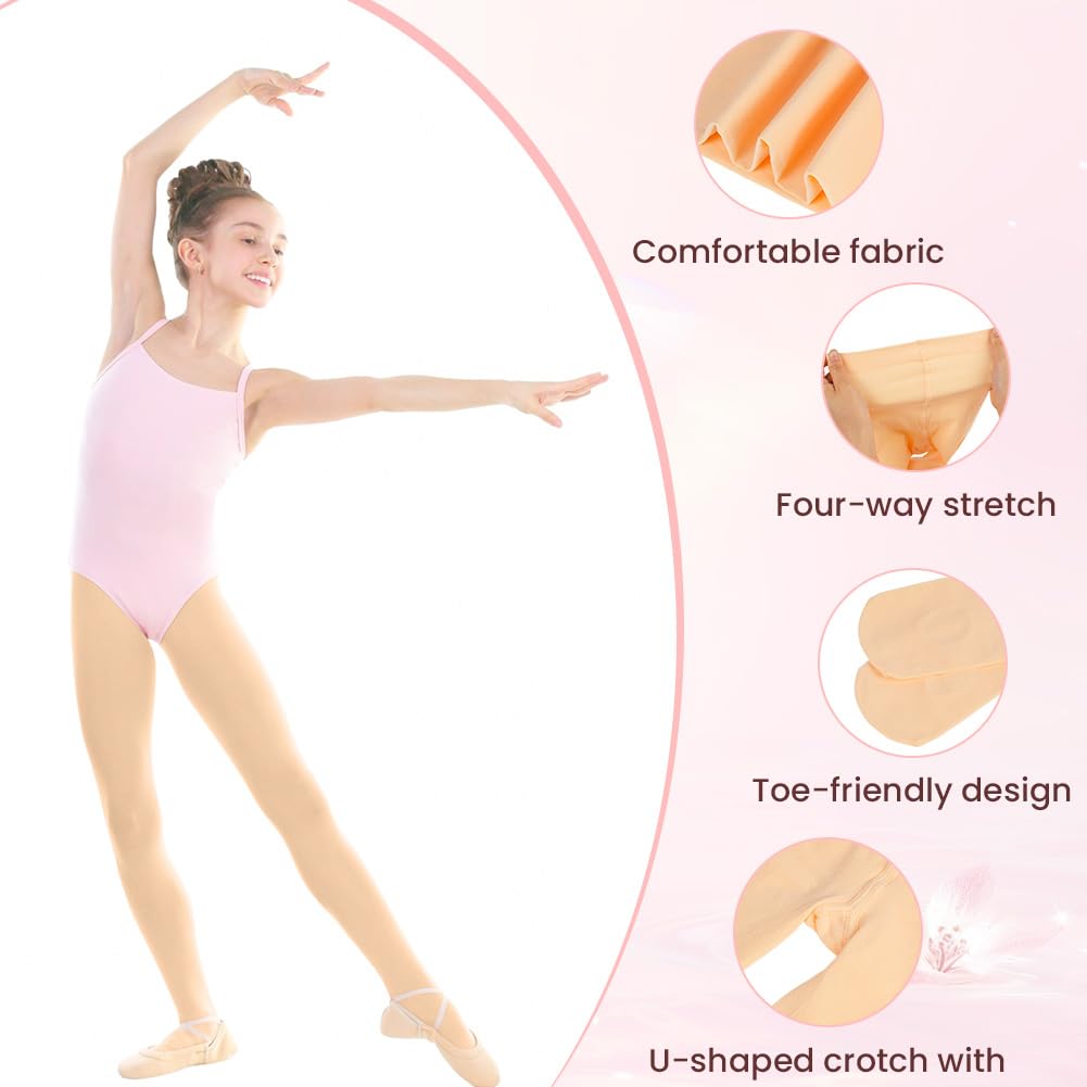 Medias de Ballet Convertibles para Niña 90D 3Pcs Rosa Carne