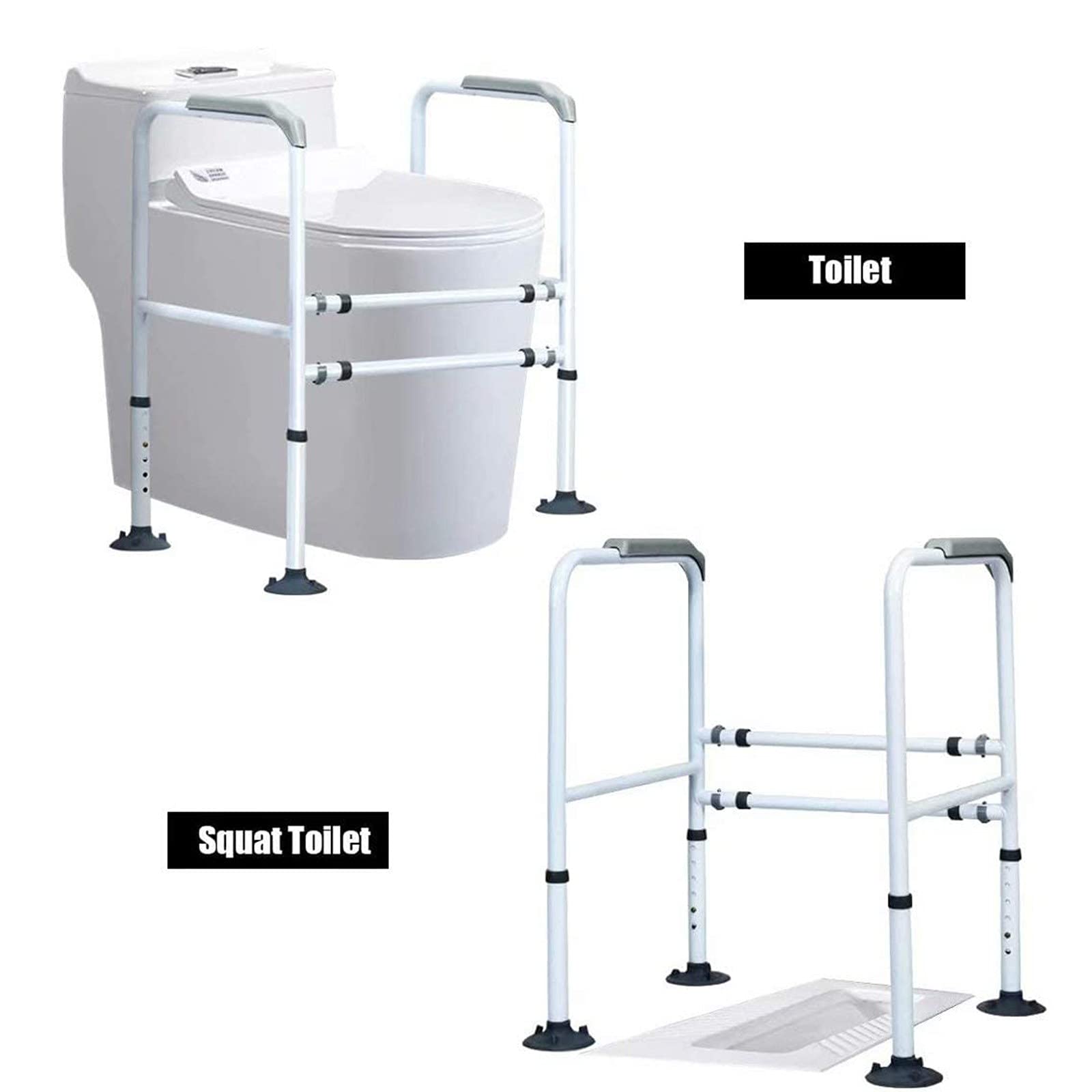 Reposabrazos para Inodoro Reposabrazos de Seguridad para Ancianos, Barras de Agarre de baño Ajustables y Libres para Ancianos con Ventosa Grande, riel de Seguridad para Inodoro Ind