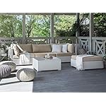 Beliani Gartenlounge Sano II PE-Rattan Weiß & Sandbeige
