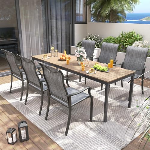Image of UDPATIO Outdoor Dining Chairs Set of 4, Textilene High Back Patio Chairs | High Back Patio Chairs, All Weather Breathable Textilene Patio Dining Chairs, Heavy Duty Patio Chair for Backyard, Dark Grey
