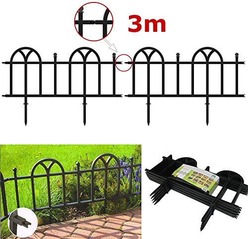 Dekorative Zäune - 3m Gartenzaun Set mit Beetumrandung - Kunststoff Zaun für Garten und Rabatten - 30cm hoch